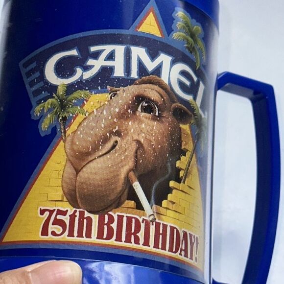 Vintage 1988 Camel 75th Birthday Thermo Serv blue plastic mug - Picture 4 of 6